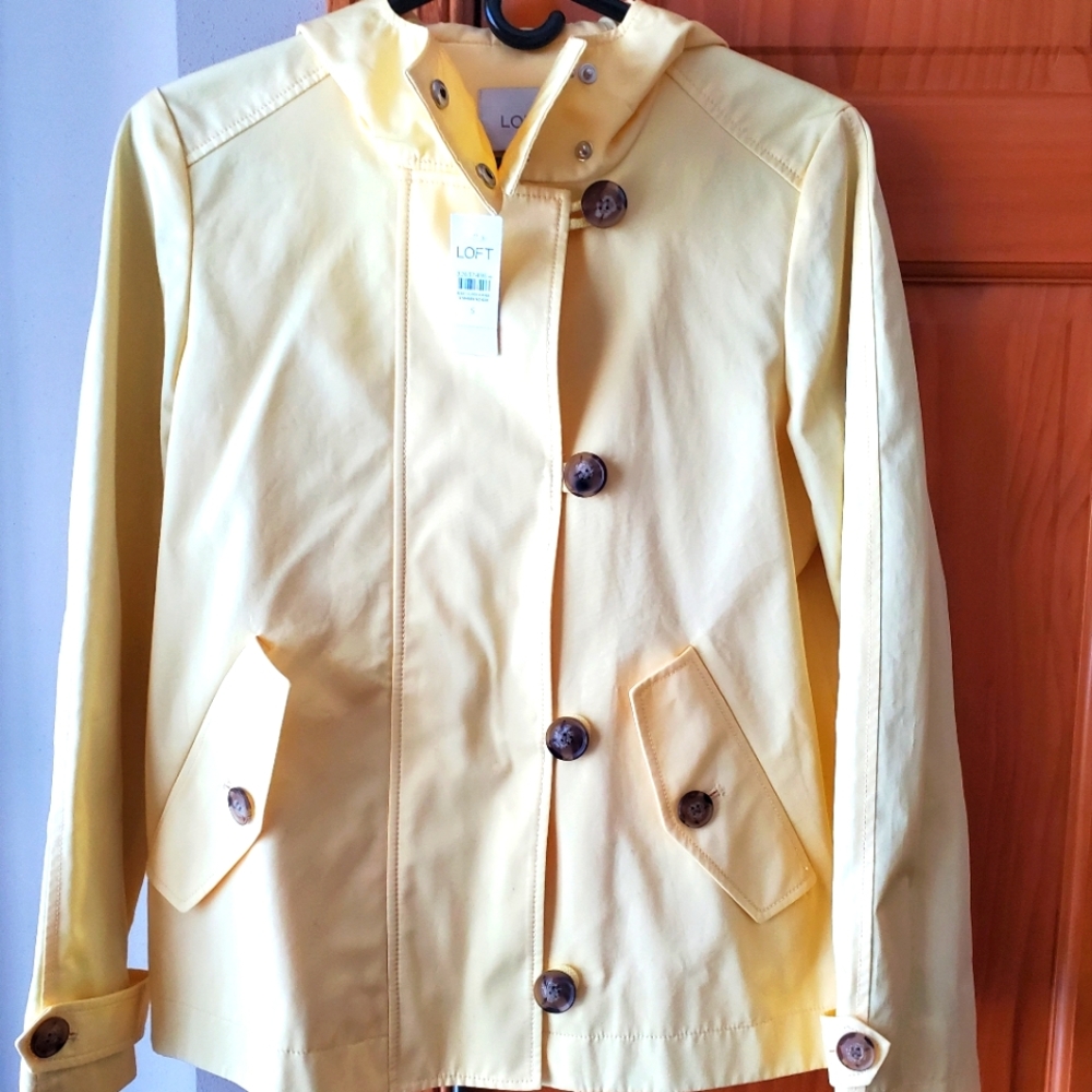 LOFT // Primrose Yellow Swing Jacket Coat with Hood Hooded // Size Small